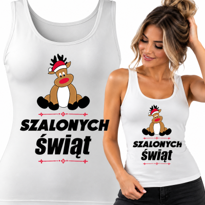 TANK TOP DAMSKI ŚWIĄTECZNY  SZALONYCH ŚWIĄT